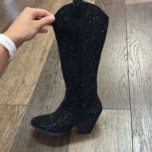 Black rhinestone cowgirl boots